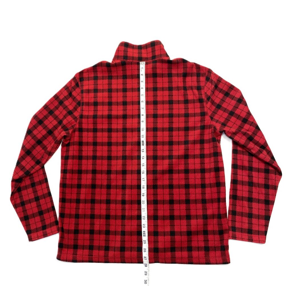 Eddie Bauer Fleece 1/4 Zip Pullover Sweater Mens Large Red Black Buffalo Plaid - Picture 12 of 13